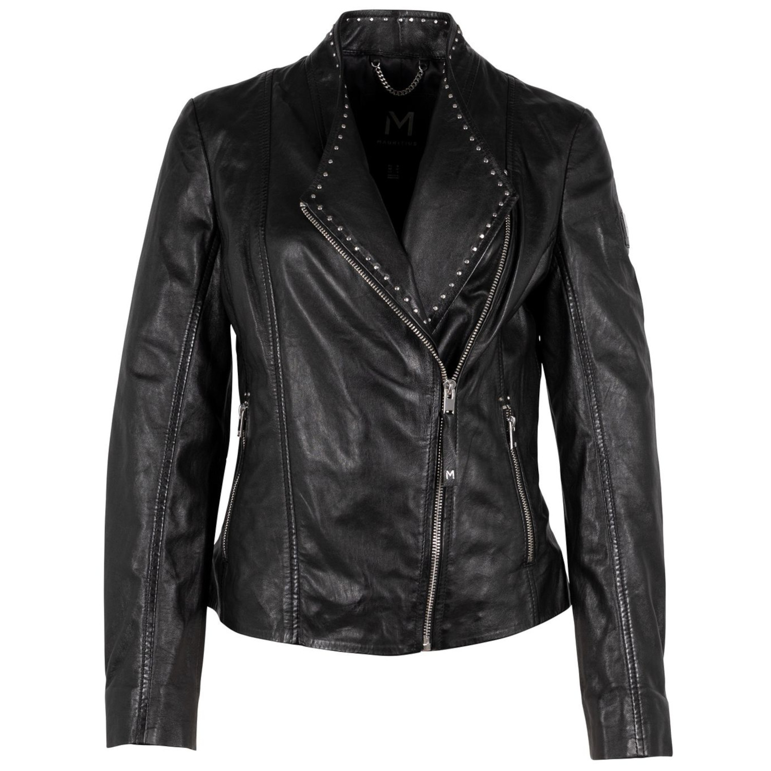 Geaca de Piele Dama Mauritius Silver Neagra MWAdriane – Geci de Piele