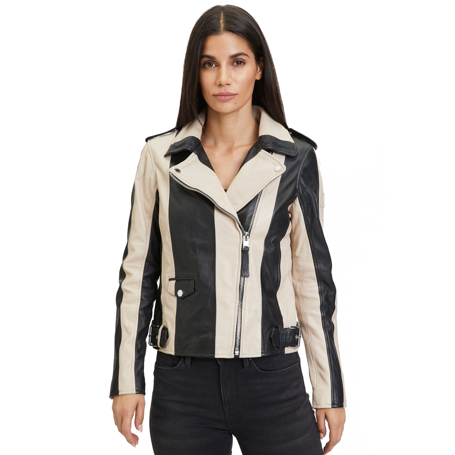 Geaca de Piele Dama Mauritius Silver Negru/Bej MWArmilla – Geci de Piele