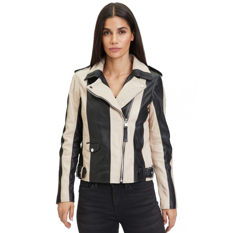 Geaca de Piele Dama Mauritius Silver Negru/Bej MWArmilla – Geci de Piele