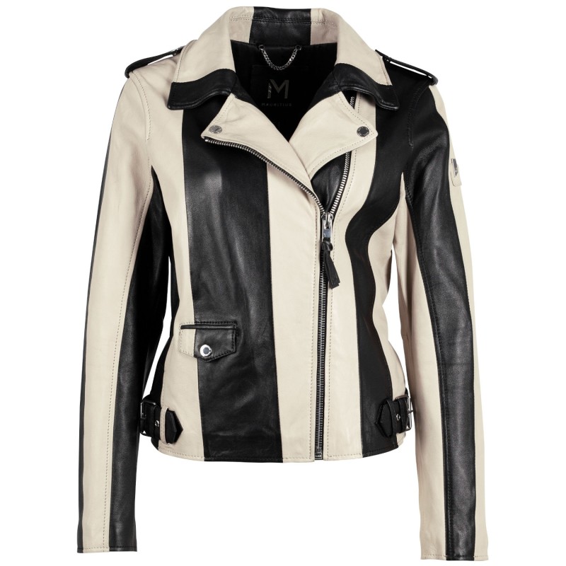 Geaca de Piele Dama Mauritius Silver Negru/Bej MWArmilla – Geci de Piele