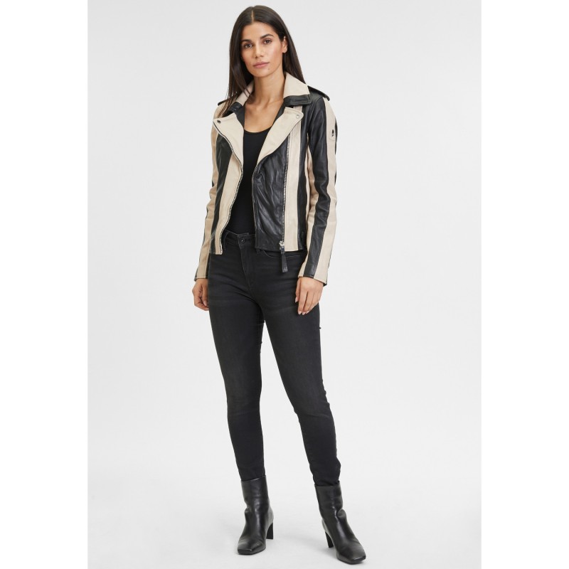 Geaca de Piele Dama Mauritius Silver Negru/Bej MWArmilla – Geci de Piele