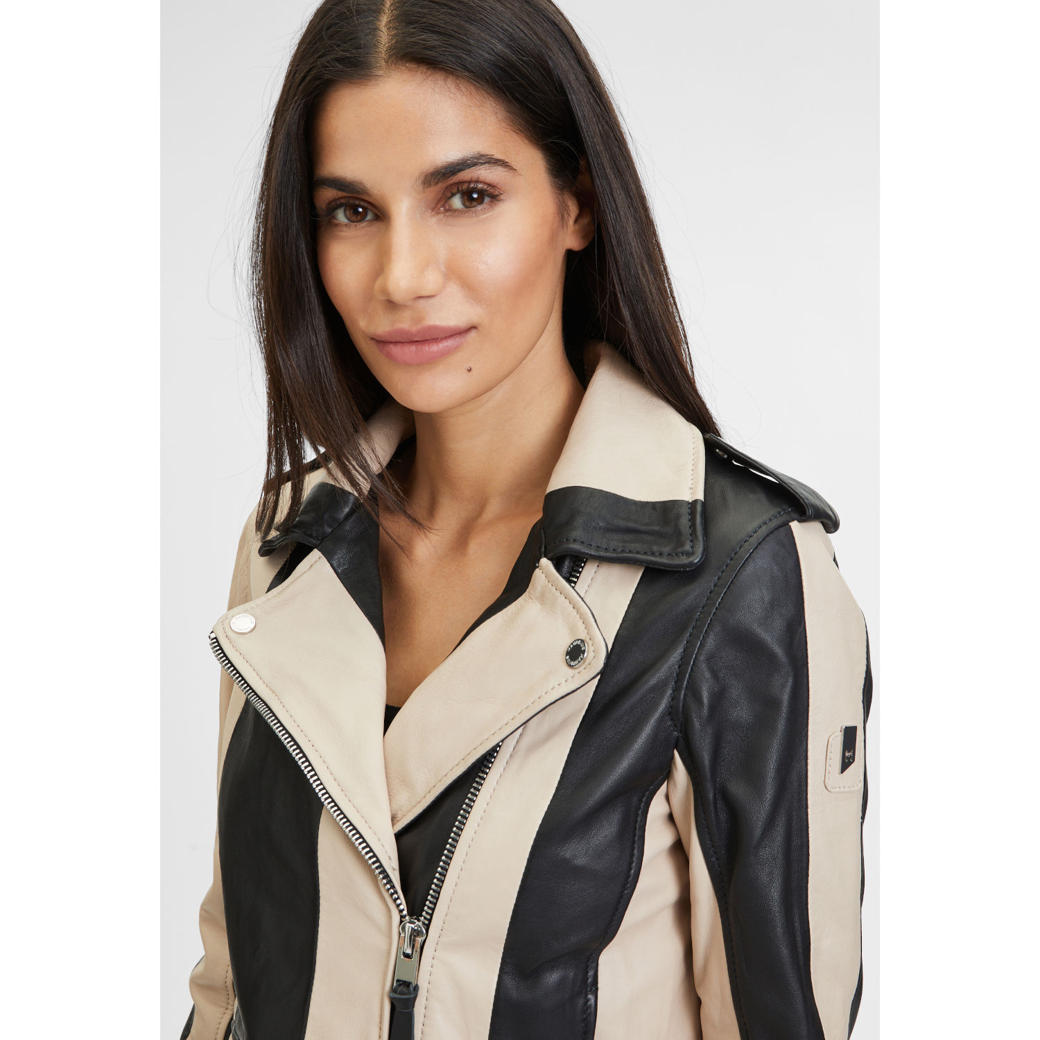 Geaca de Piele Dama Mauritius Silver Negru/Bej MWArmilla – Geci de Piele