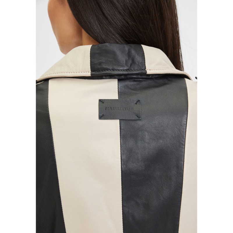 Geaca de Piele Dama Mauritius Silver Negru/Bej MWArmilla – Geci de Piele