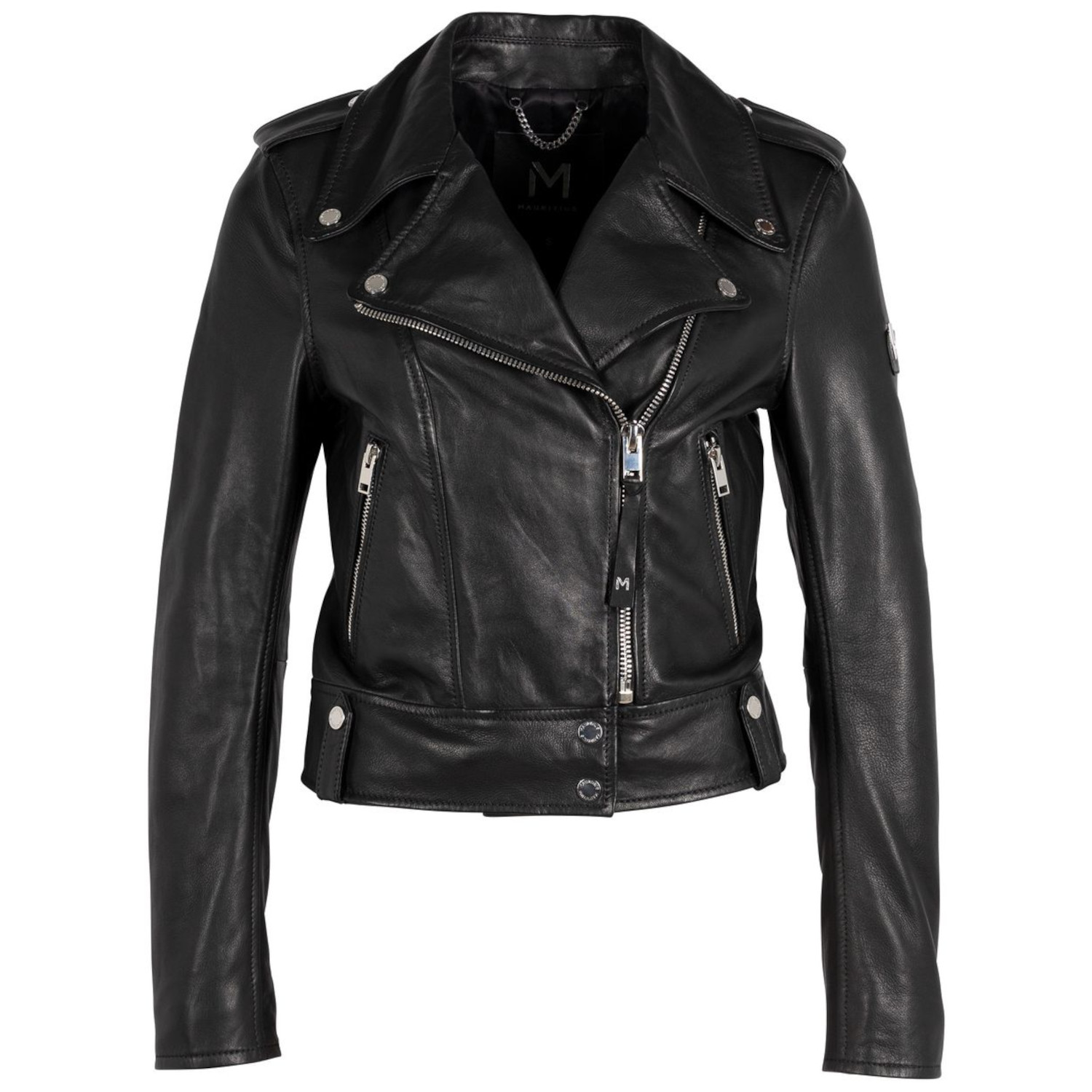 Geaca de Piele Dama Mauritius Silver Neagra MWLunah – Black Friday