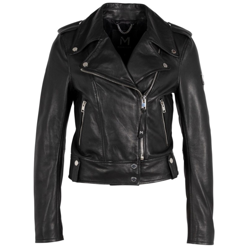 Geaca de Piele Dama Mauritius Silver Neagra MWLunah – Black Friday