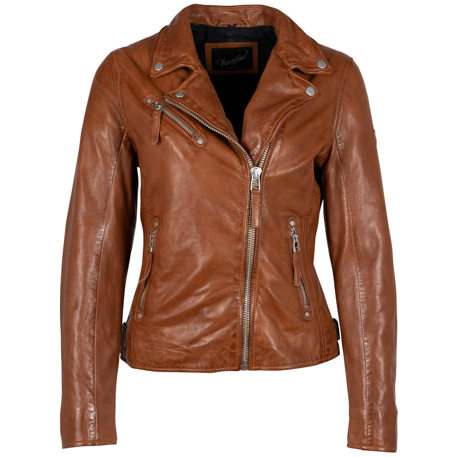 geaca piele dama mauritius mwpaige coniac biker regular fit