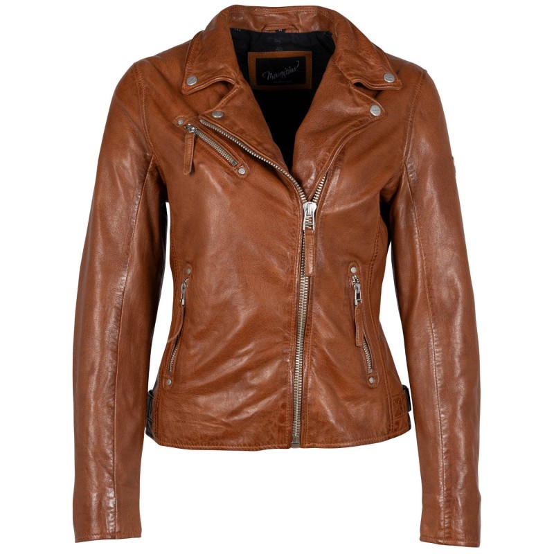 geaca piele dama mauritius mwpaige coniac biker regular fit