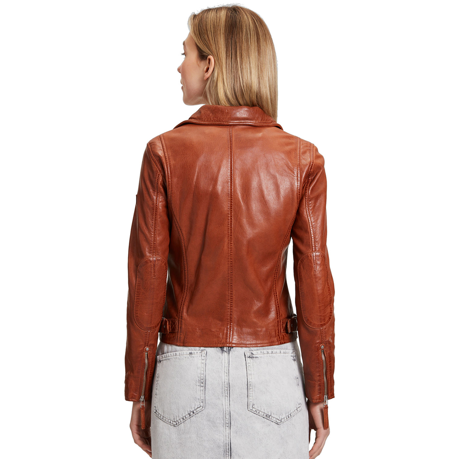 geaca piele dama mauritius mwpaige coniac biker regular fit