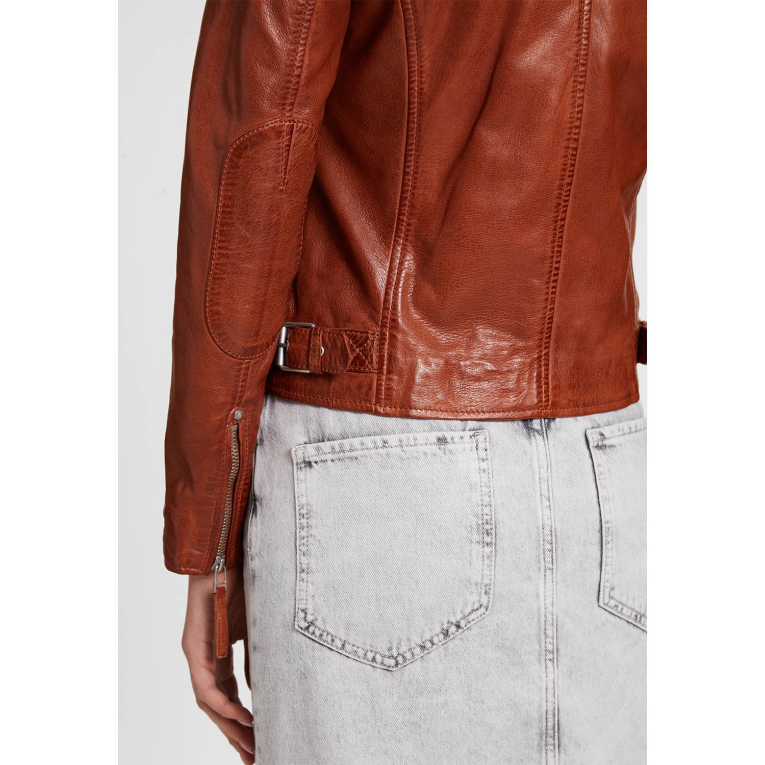 Geacă de Piele Damă Mauritius MWPaige Coniac geaca piele dama mauritius mwpaige coniac biker regular fit