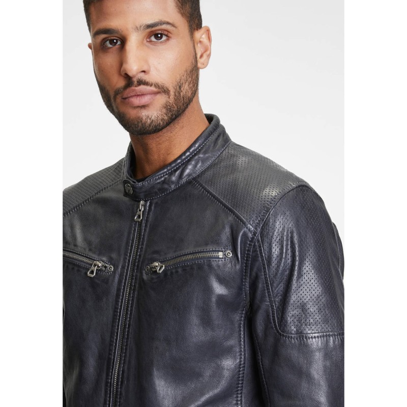 Geaca de Piele Barbati Gipsy Bleumarin/Negru Marc – Black Friday