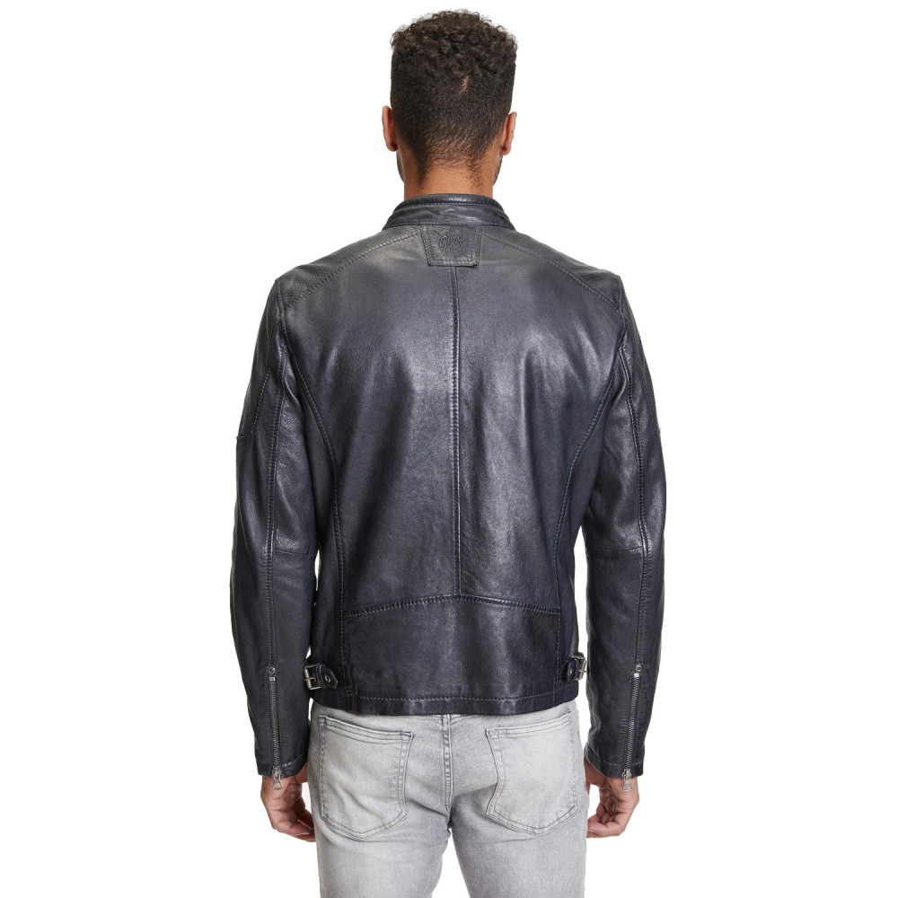 Geaca de Piele Barbati Gipsy Bleumarin/Negru Marc