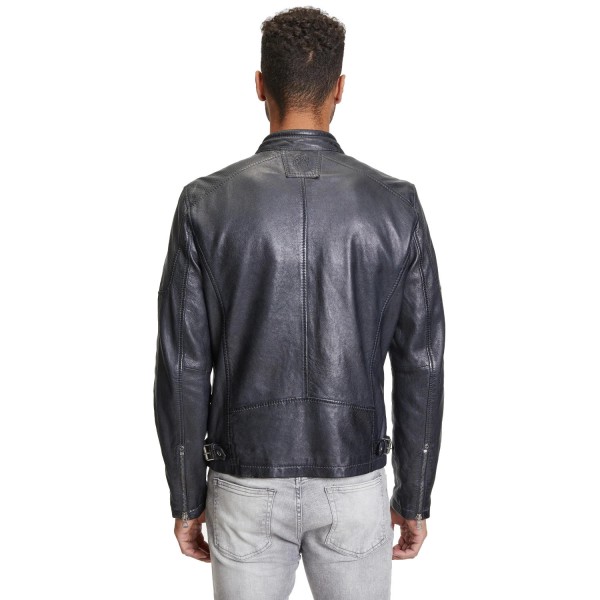 Geaca de Piele Barbati Gipsy Bleumarin/Negru Marc