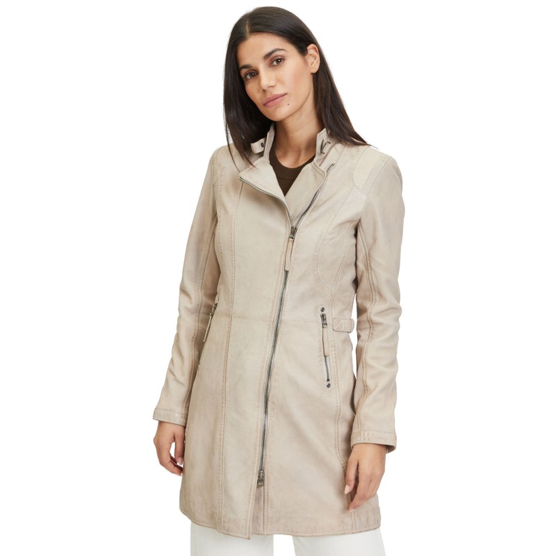 Geaca Lunga de Piele Dama Gipsy Bej Deschis Margarethe – Black Friday