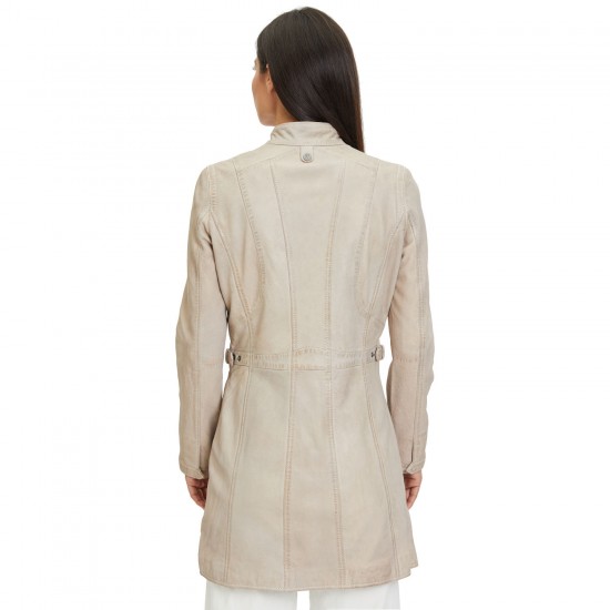 Geaca Lunga de Piele Dama Gipsy Bej Deschis Margarethe