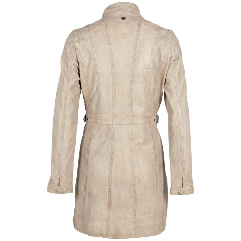 Geaca Lunga de Piele Dama Gipsy Bej Deschis Margarethe – Black Friday