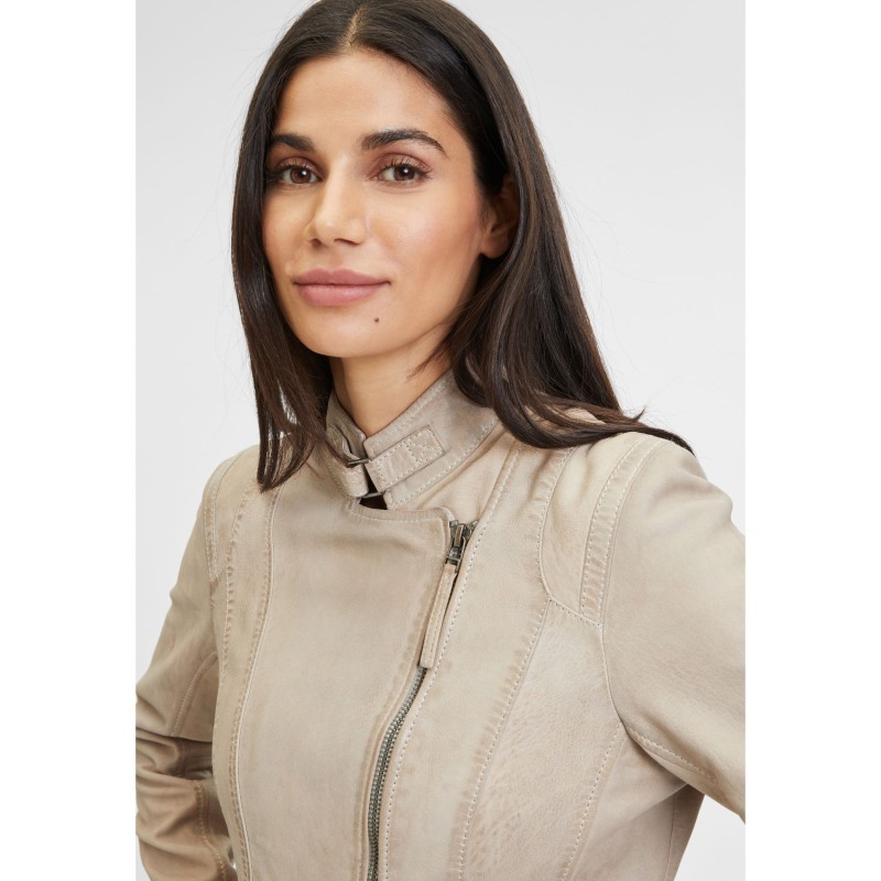 Geaca Lunga de Piele Dama Gipsy Bej Deschis Margarethe – Black Friday