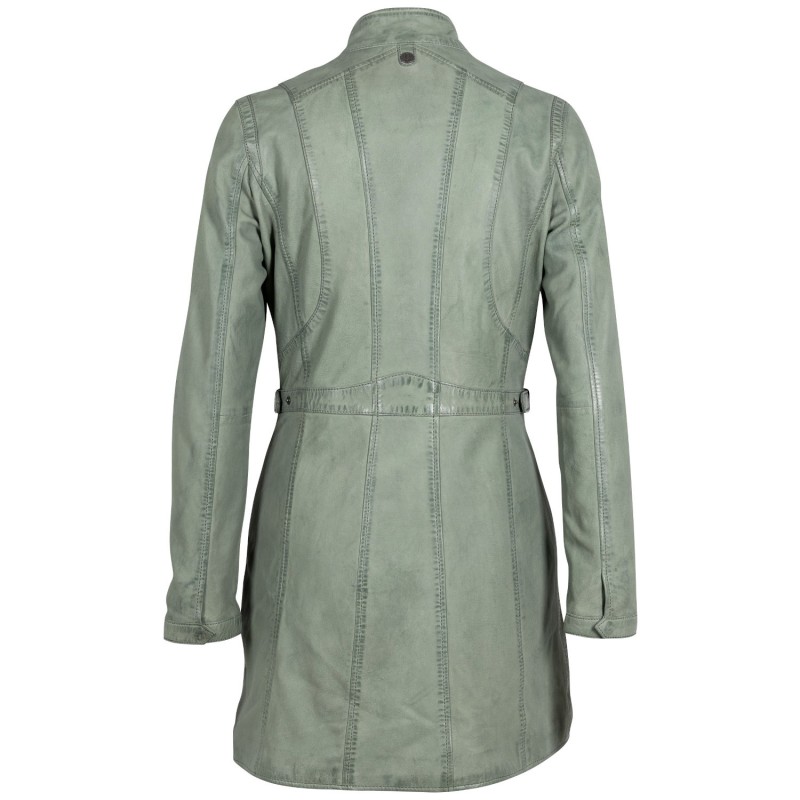 Geaca Lunga de Piele Dama Gipsy Verde Deschis Margarethe – Black Friday