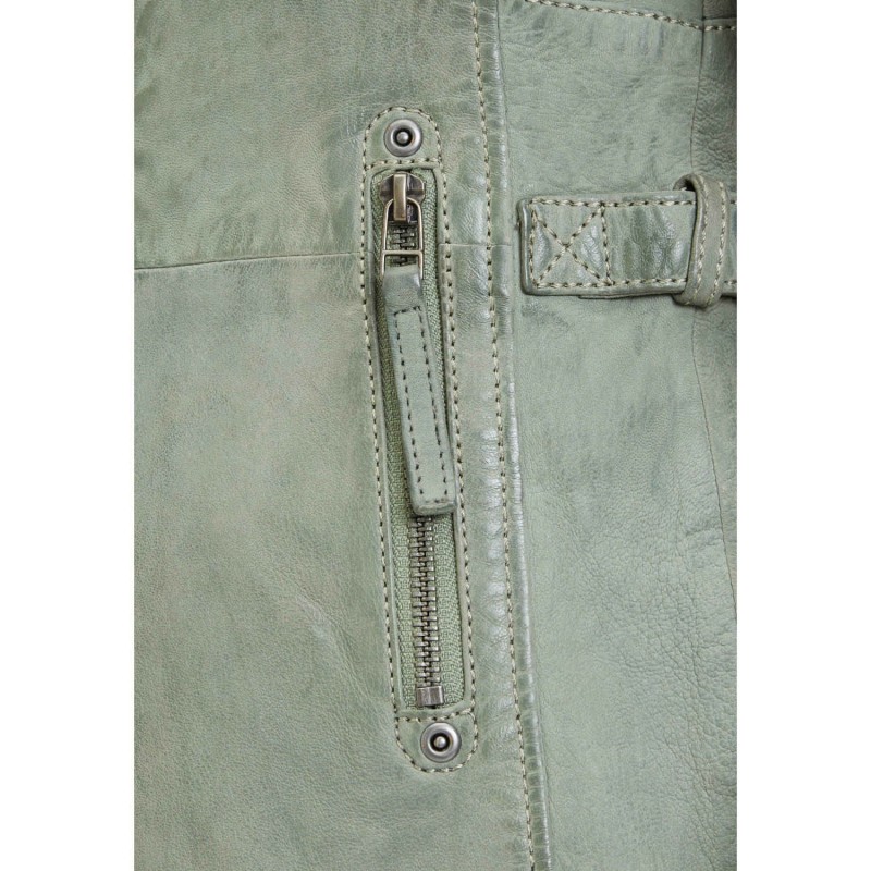 Geaca Lunga de Piele Dama Gipsy Verde Deschis Margarethe – Black Friday