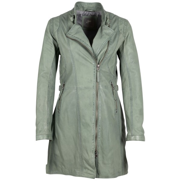 Geaca Lunga de Piele Dama Gipsy Verde Deschis Margarethe – Black Friday — fotografia 3