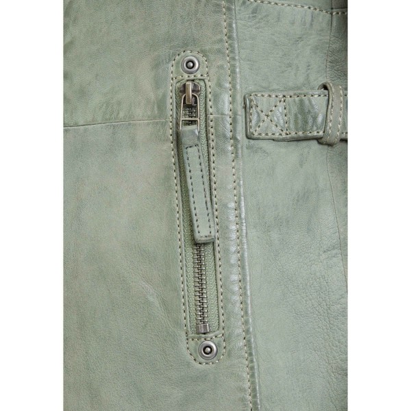 Geaca Lunga de Piele Dama Gipsy Verde Deschis Margarethe – Black Friday — fotografia 7