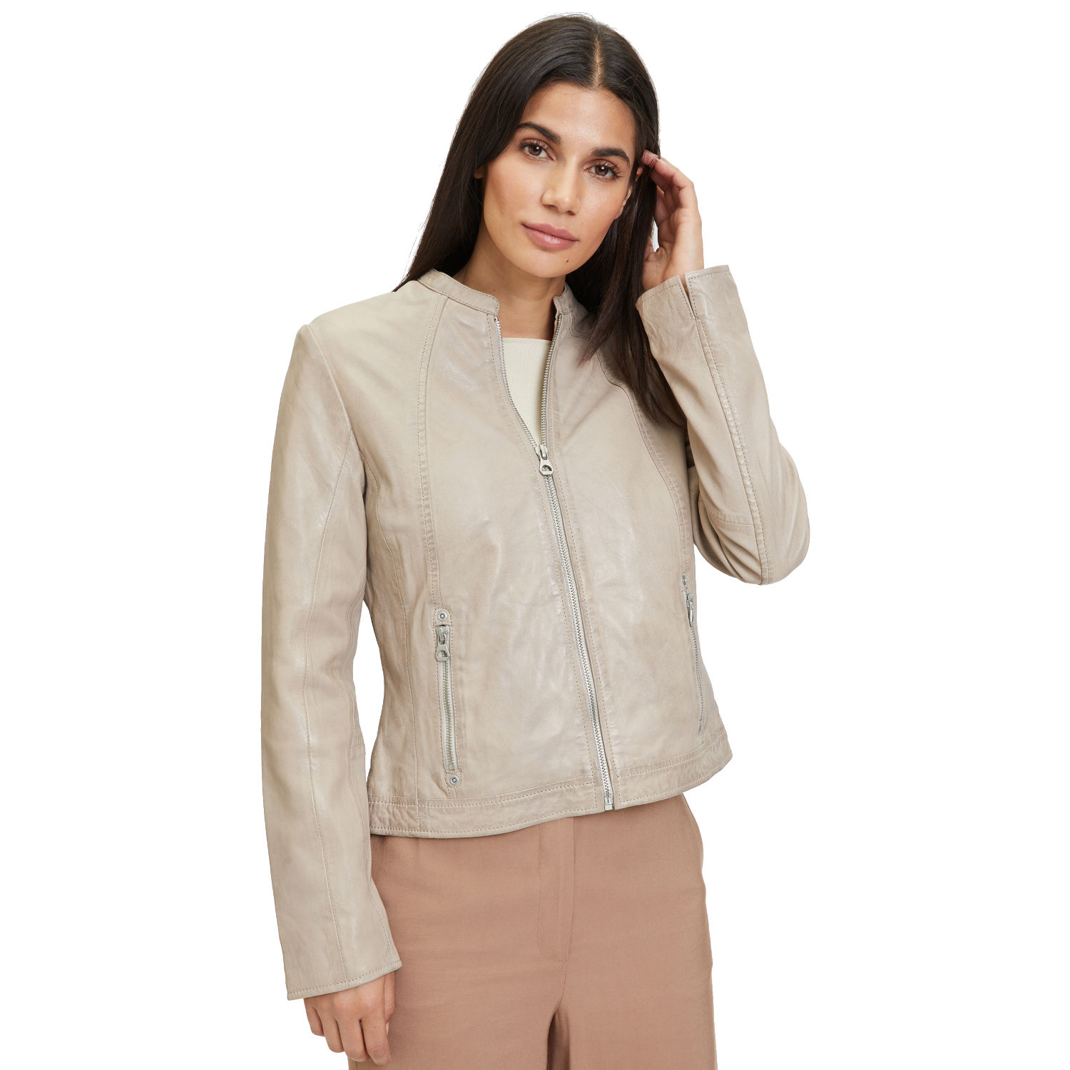 Geaca de Piele Dama Gipsy Bej Deschis Marlie – Black Friday