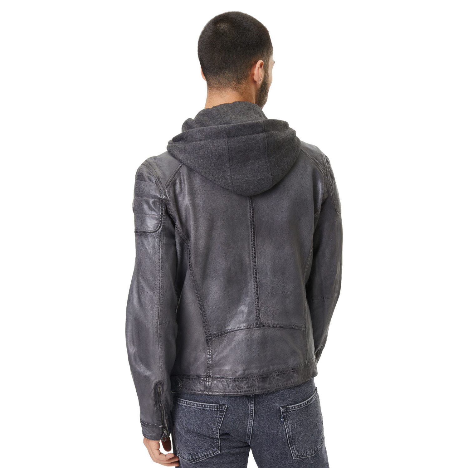 Geaca de Piele Barbati Gipsy Gri Deschis Nemei – Black Friday