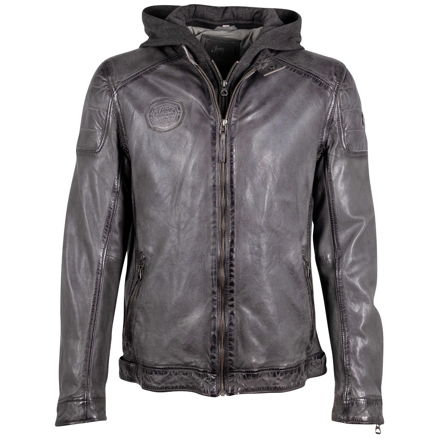 Geaca de Piele Barbati Gipsy Gri Deschis Nemei – Geci de Piele