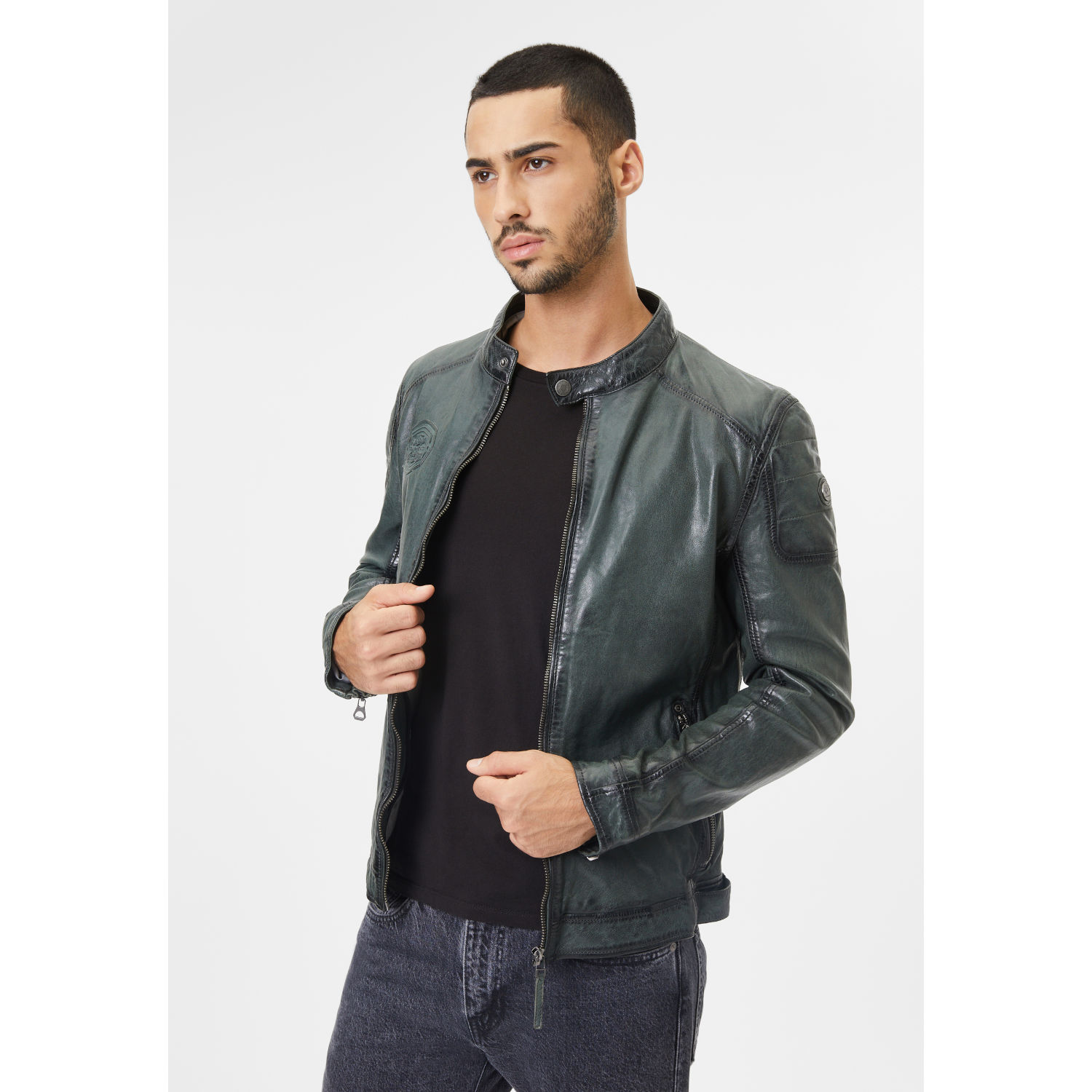 Geaca de Piele Barbati Gipsy Verde Inchis Nemei – Black Friday