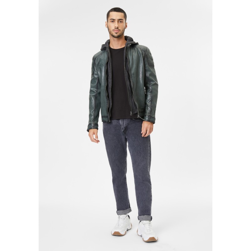 Geaca de Piele Barbati Gipsy Verde Inchis Nemei – Black Friday