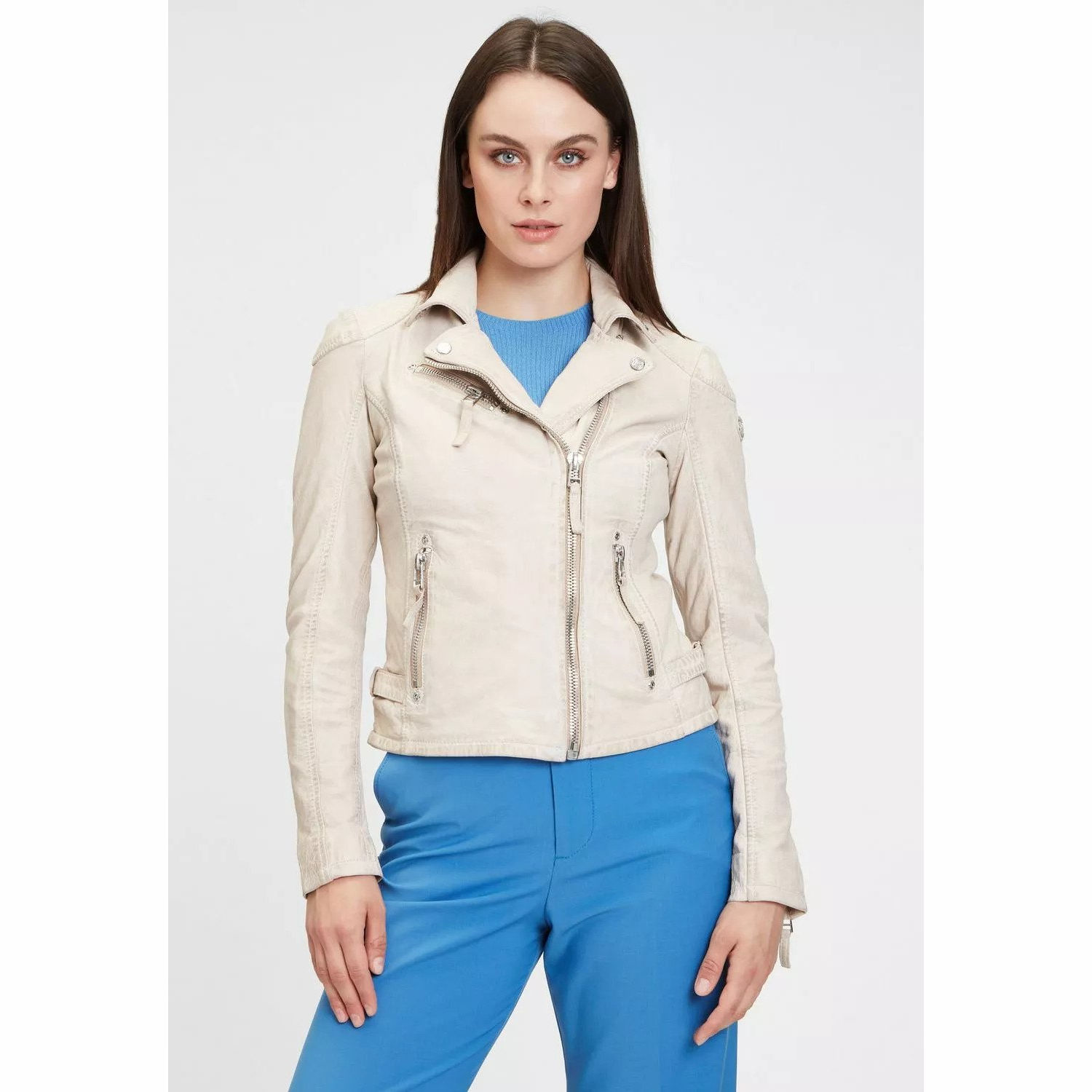 Geaca de Piele Dama Gipsy Alb Galbui PGG S22 LABAGV – IMBRACAMINTE