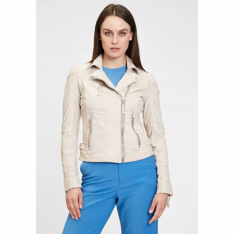 Geaca de Piele Dama Gipsy Alb Galbui PGG S22 LABAGV – IMBRACAMINTE