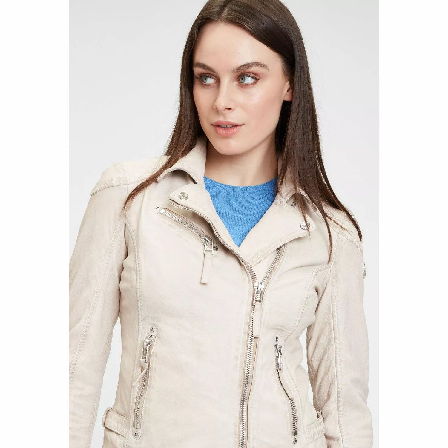 Geaca de Piele Dama Gipsy Alb Galbui PGG S22 LABAGV – IMBRACAMINTE