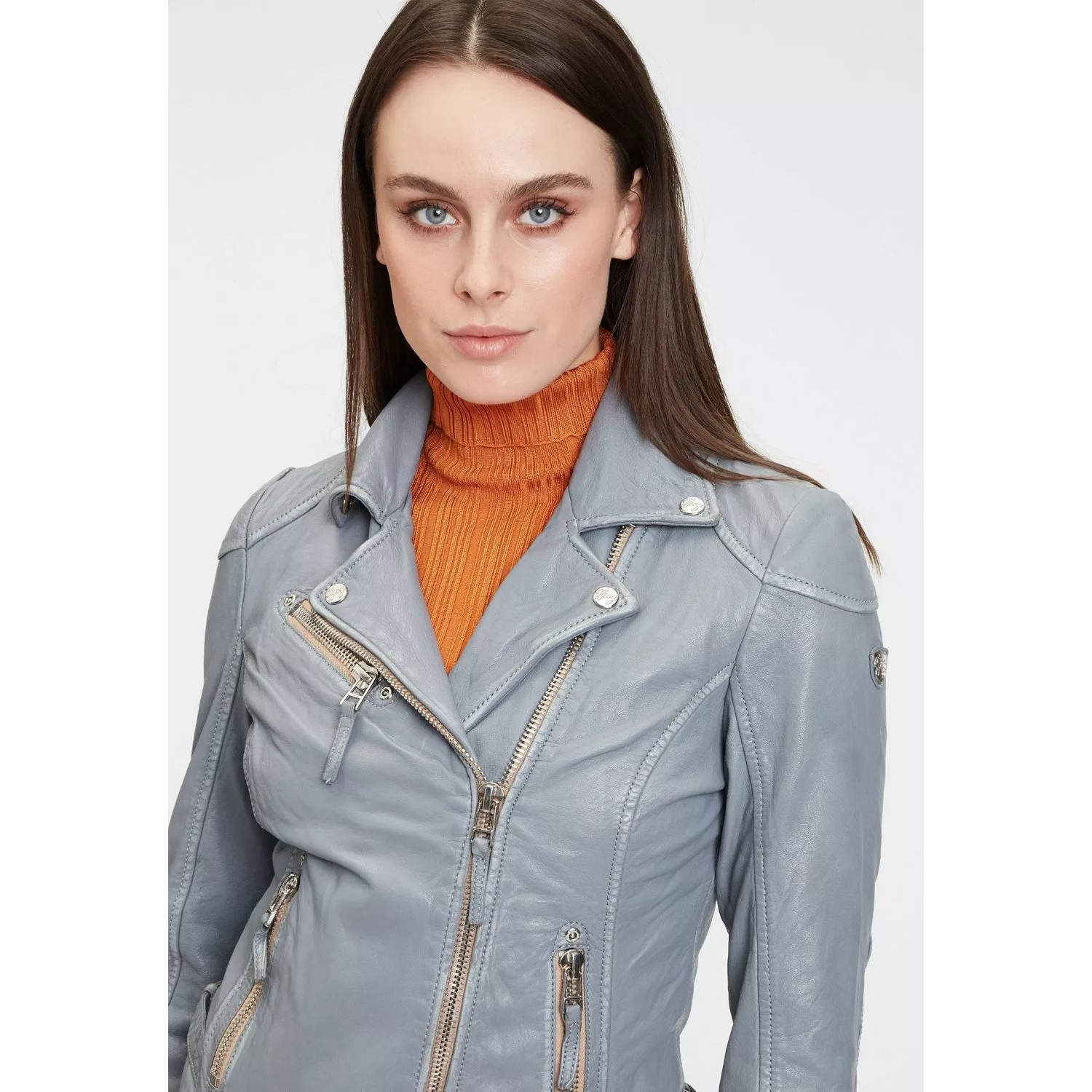 Geaca de Piele Dama Gipsy Albastru Deschis PGG S22 LABAGV – IMBRACAMINTE