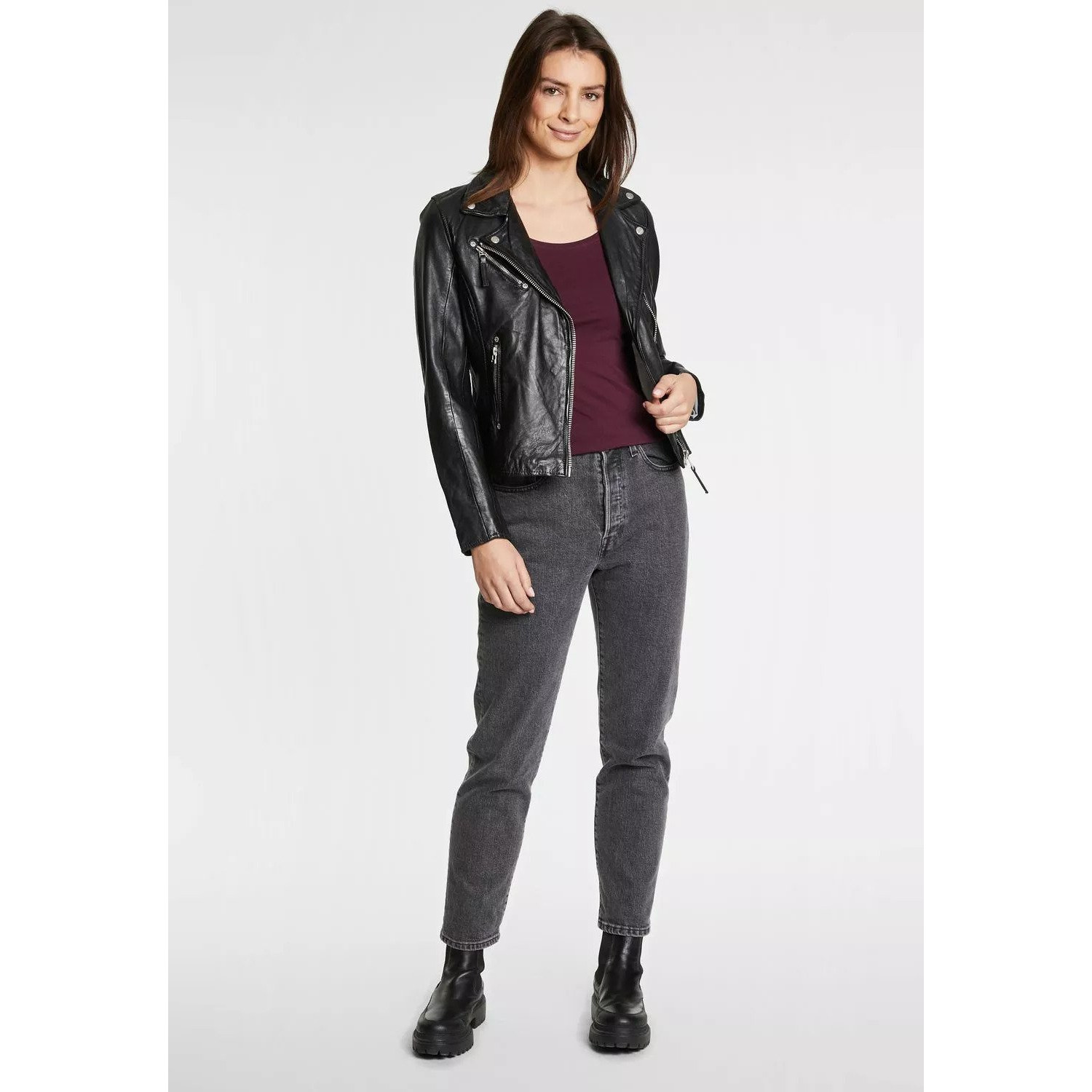 Geaca de Piele Dama Gipsy Neagra PGG W14 – Black Friday