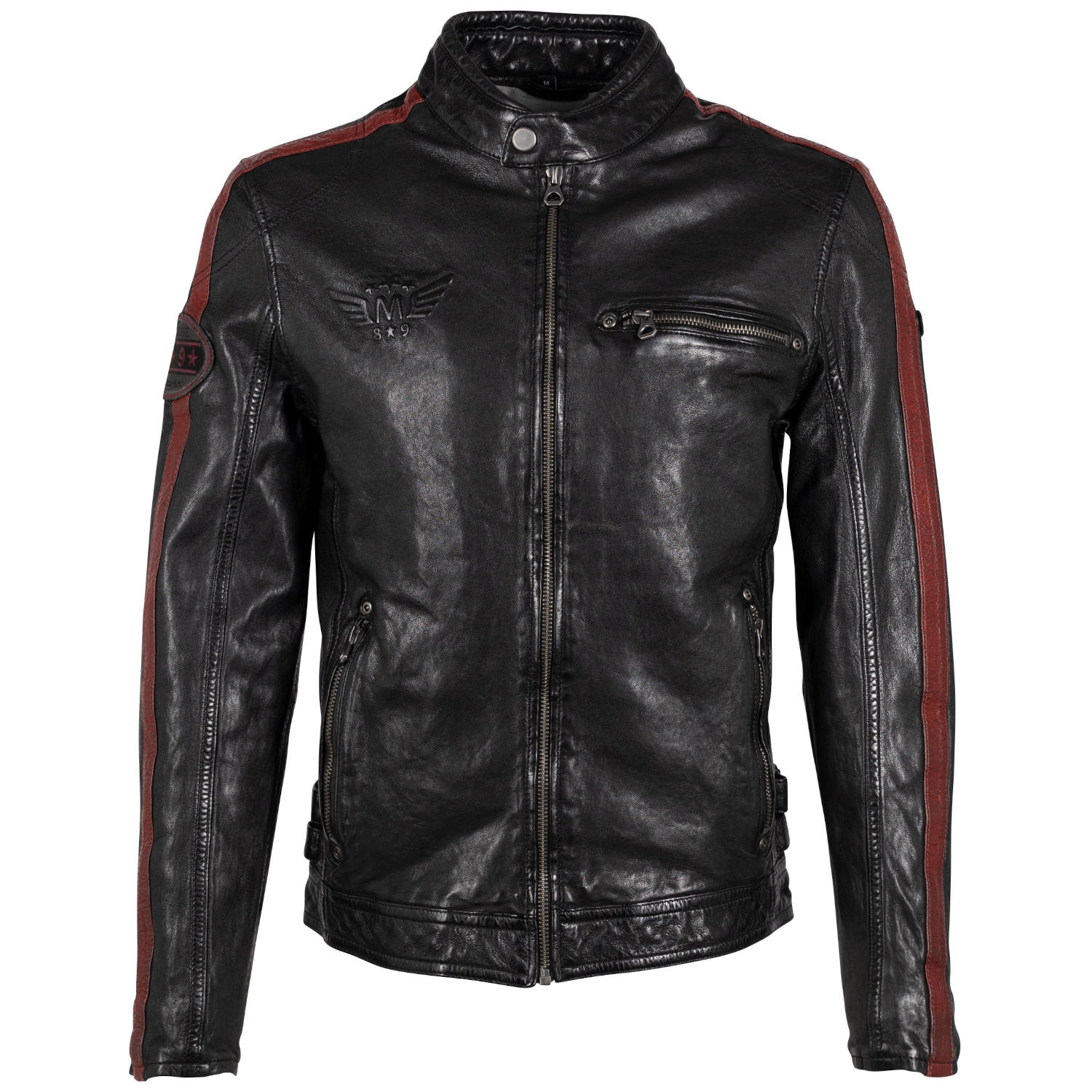 Geaca de Piele Barbati Gipsy Negru/Rosu GMRic – Black Friday