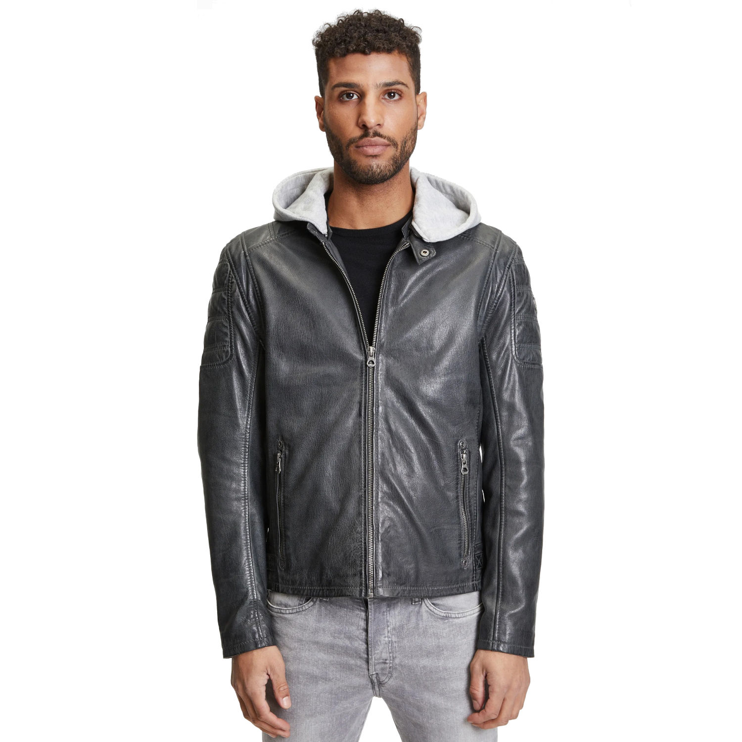 Geaca de Piele Barbati Gipsy Antracit Rylo – IMBRACAMINTE