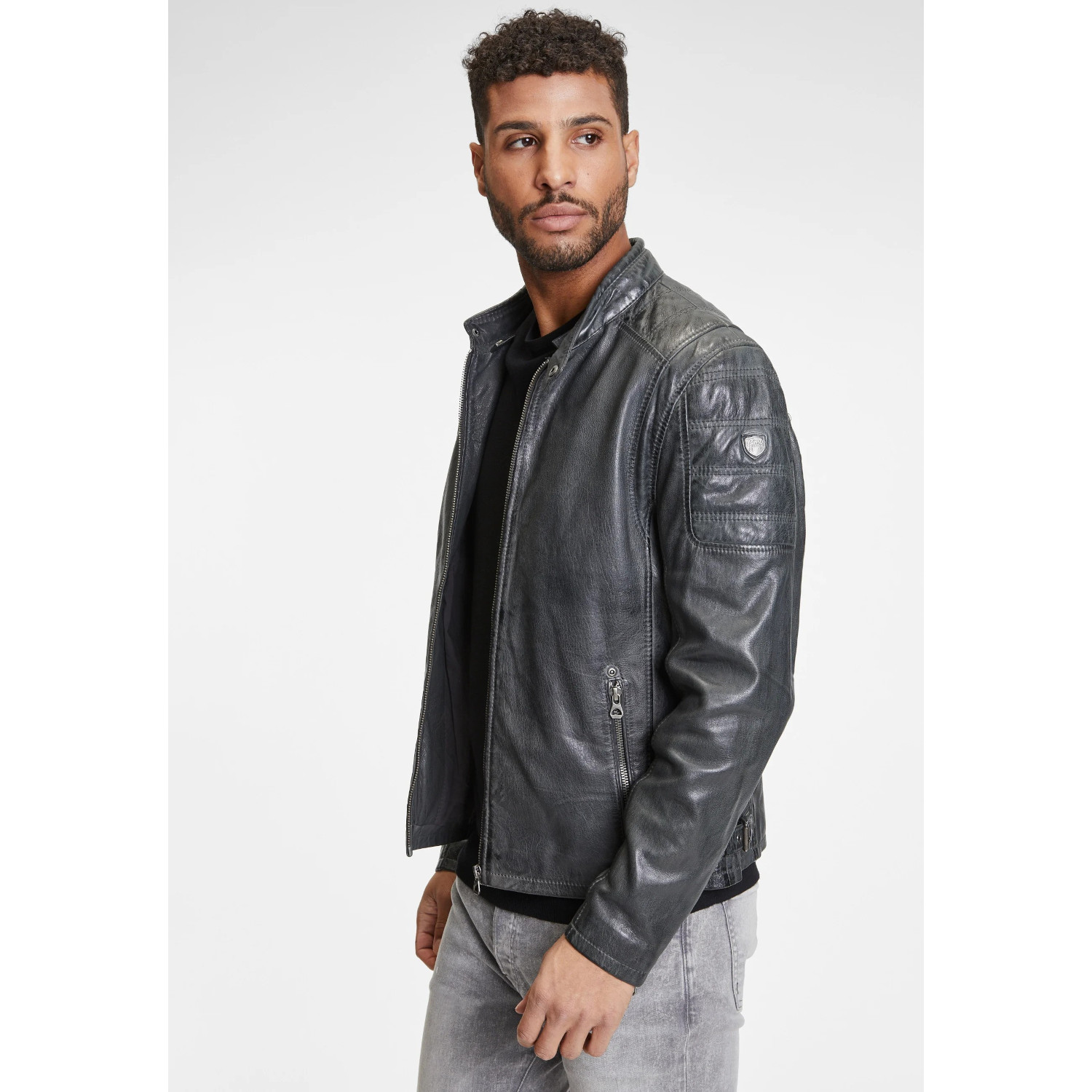 Geaca de Piele Barbati Gipsy Antracit Rylo – IMBRACAMINTE