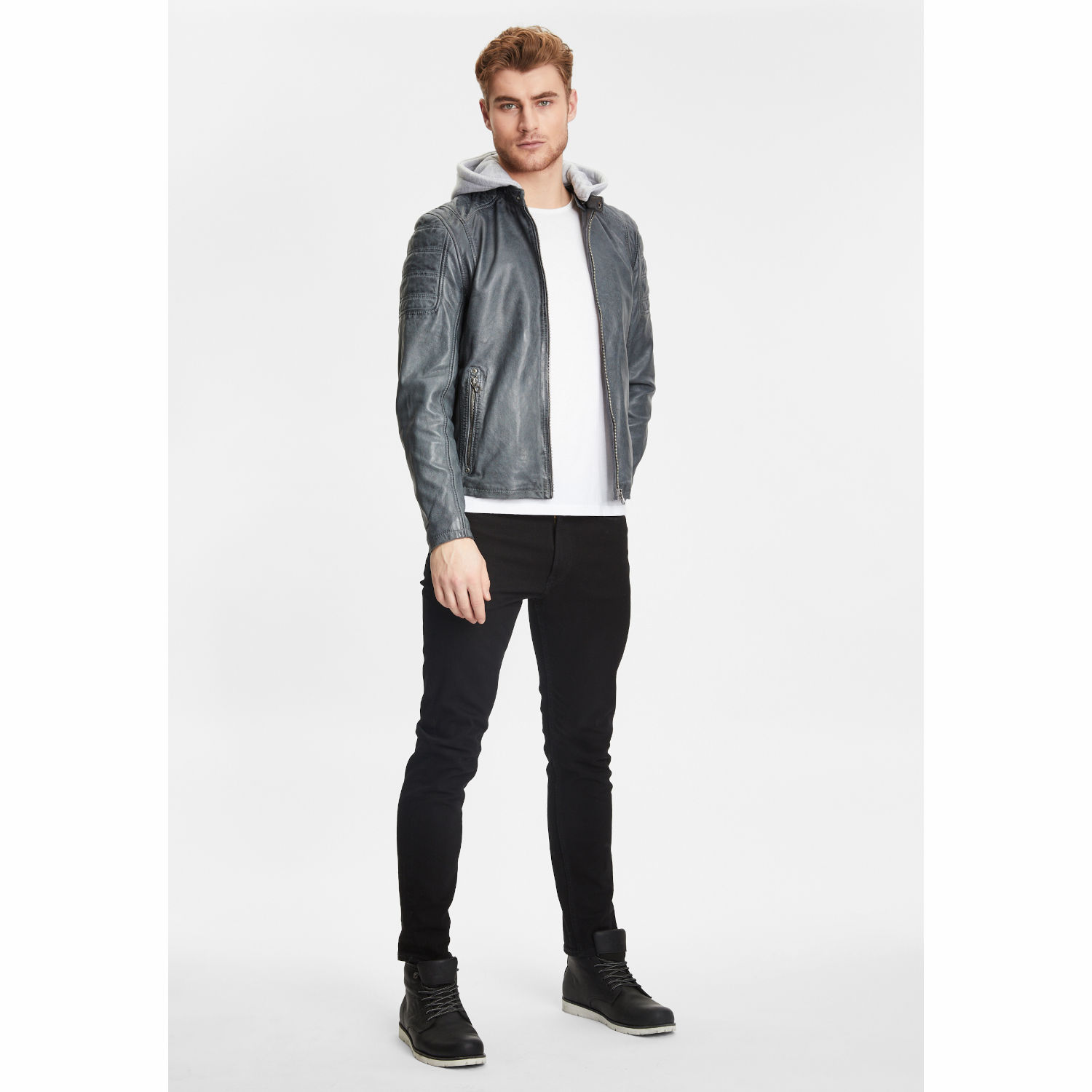Geaca de Piele Barbati Gipsy Gri Rylo LAKEV – IMBRACAMINTE