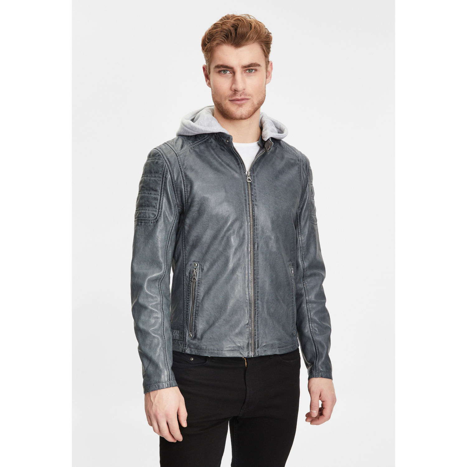 Geaca de Piele Barbati Gipsy Gri Rylo LAKEV – IMBRACAMINTE