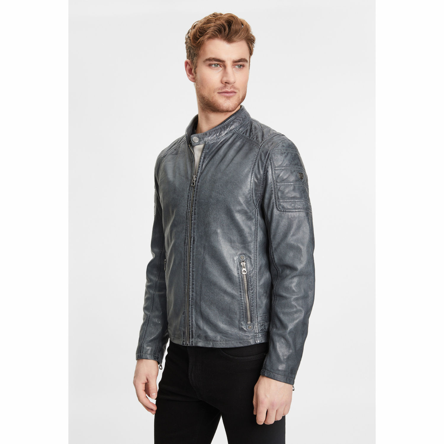 Geaca de Piele Barbati Gipsy Gri Rylo LAKEV – IMBRACAMINTE