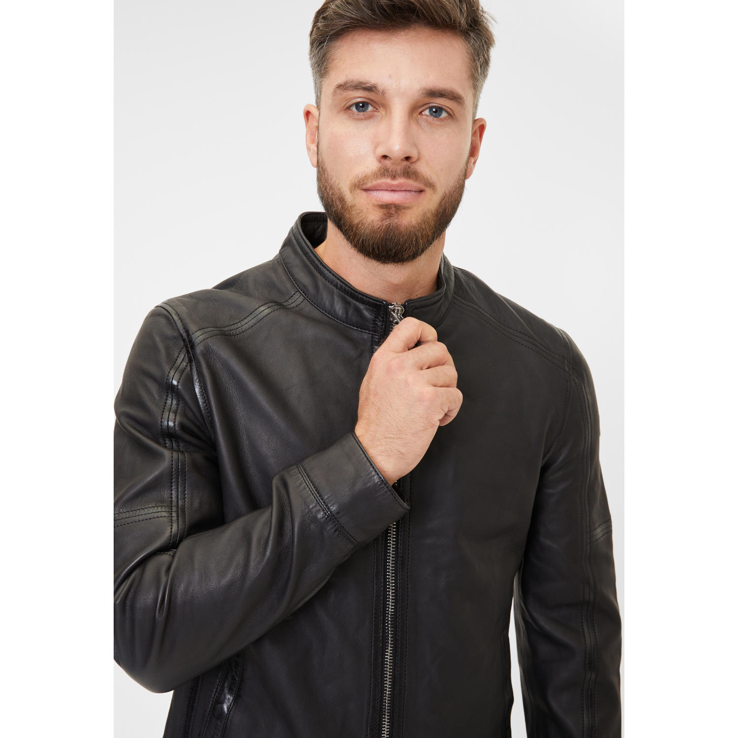 Geaca de Piele Barbati Mauritius Silver Neagra Tamaro – Black Friday