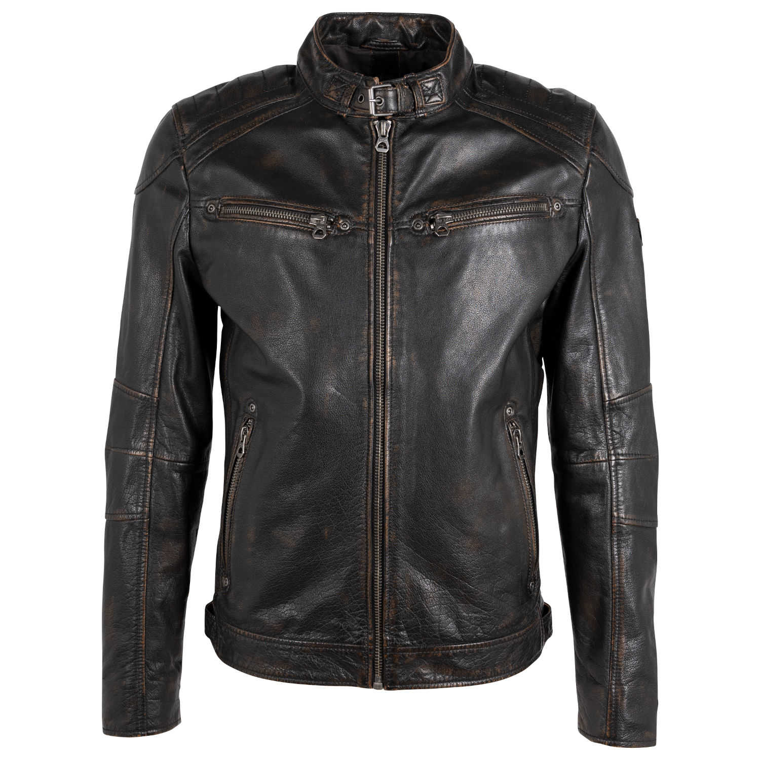 Geaca de Piele Barbati Gipsy Negru/Bej Vincent – Black Friday