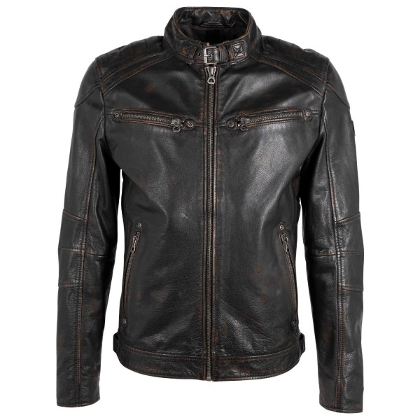 Geaca de Piele Barbati Gipsy Negru/Bej Vincent – Black Friday — fotografia 1