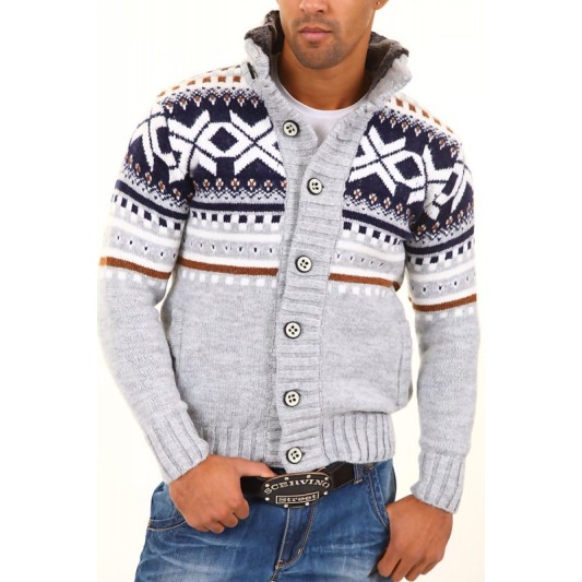 Jacheta-Cardigan Barbati Carisma Gri 7011 – IMBRACAMINTE