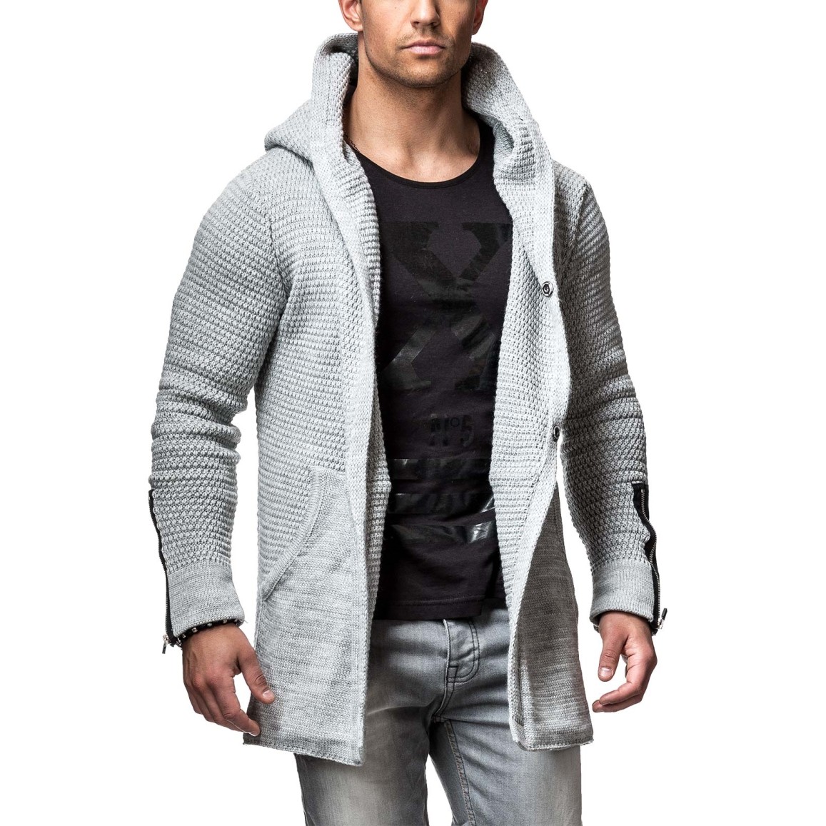 Jacheta-Cardigan Barbati Carisma Gri 7221 – Black Friday