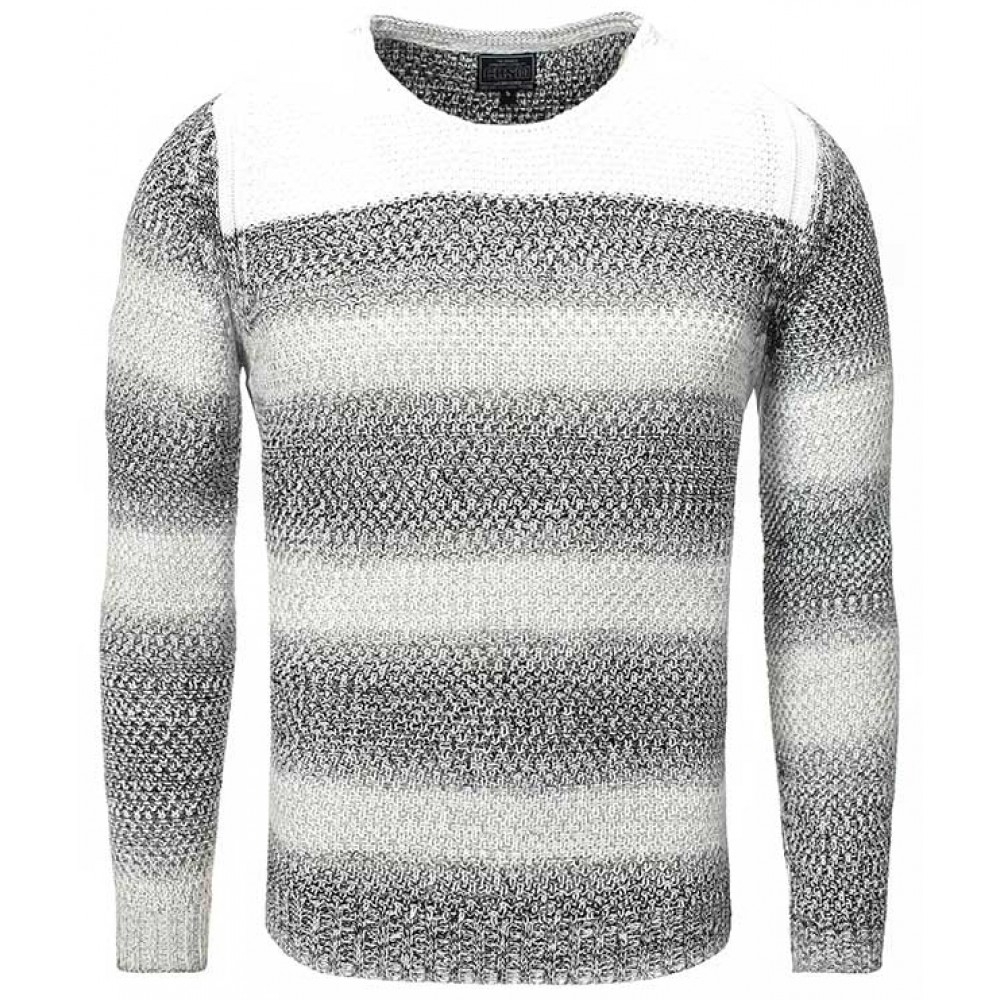 Pulover Tricotat Barbati Carisma Alb-Negru 7301 Pulover Tricotat Barbati Carisma Alb-Negru 7301 - readytowear