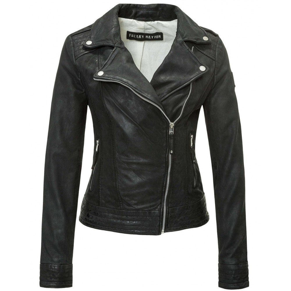 Geaca de Piele Dama Freak Nation Neagra FN22178 Geaca de Piele Dama Freak Nation Neagra FN22178 - readytowear.ro