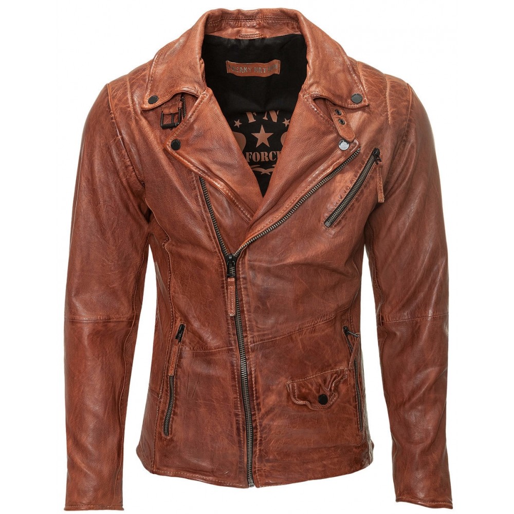 Geaca de Piele Naturala Barbati Freaky Nation Coniac Biker FN22349 Geaca de Piele Naturala Barbati Freaky Nation Coniac Biker FN22349 - readytowear