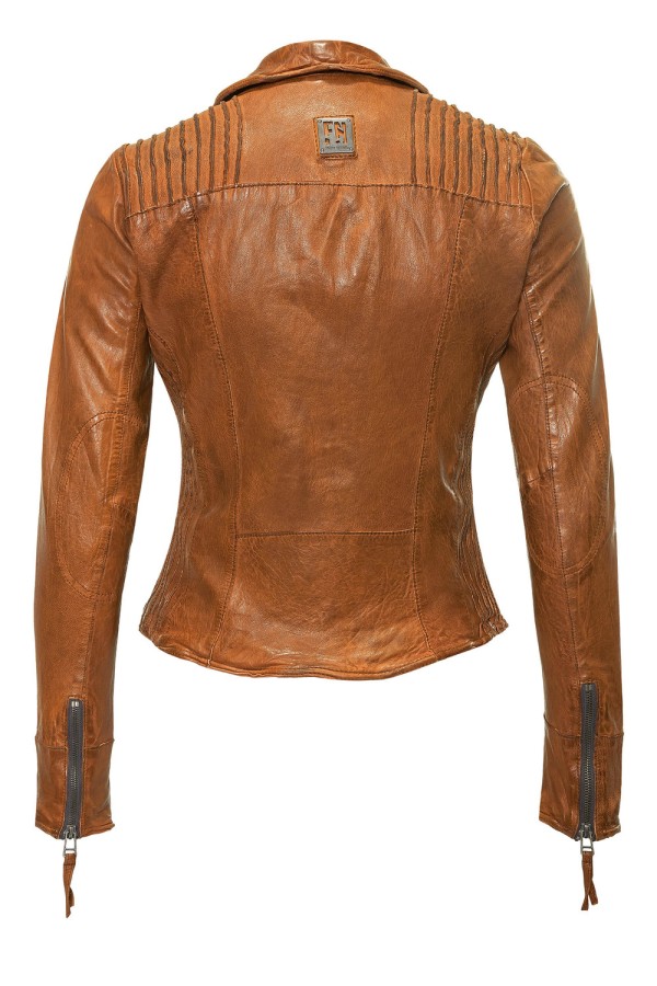 Geaca de Piele Naturala Dama Freaky Nation Coniac Biker FN22350 – Black Friday — fotografia 2