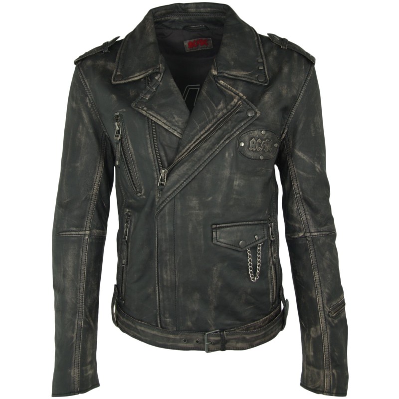 Geaca de Piele Naturala Barbati Gipsy Negru Bej AC/DC LROV – IMBRACAMINTE